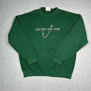 [3 For $60] VTG 90s Here Fishy Fishy Fishing Crewneck Sweatshirt Sz Large Green